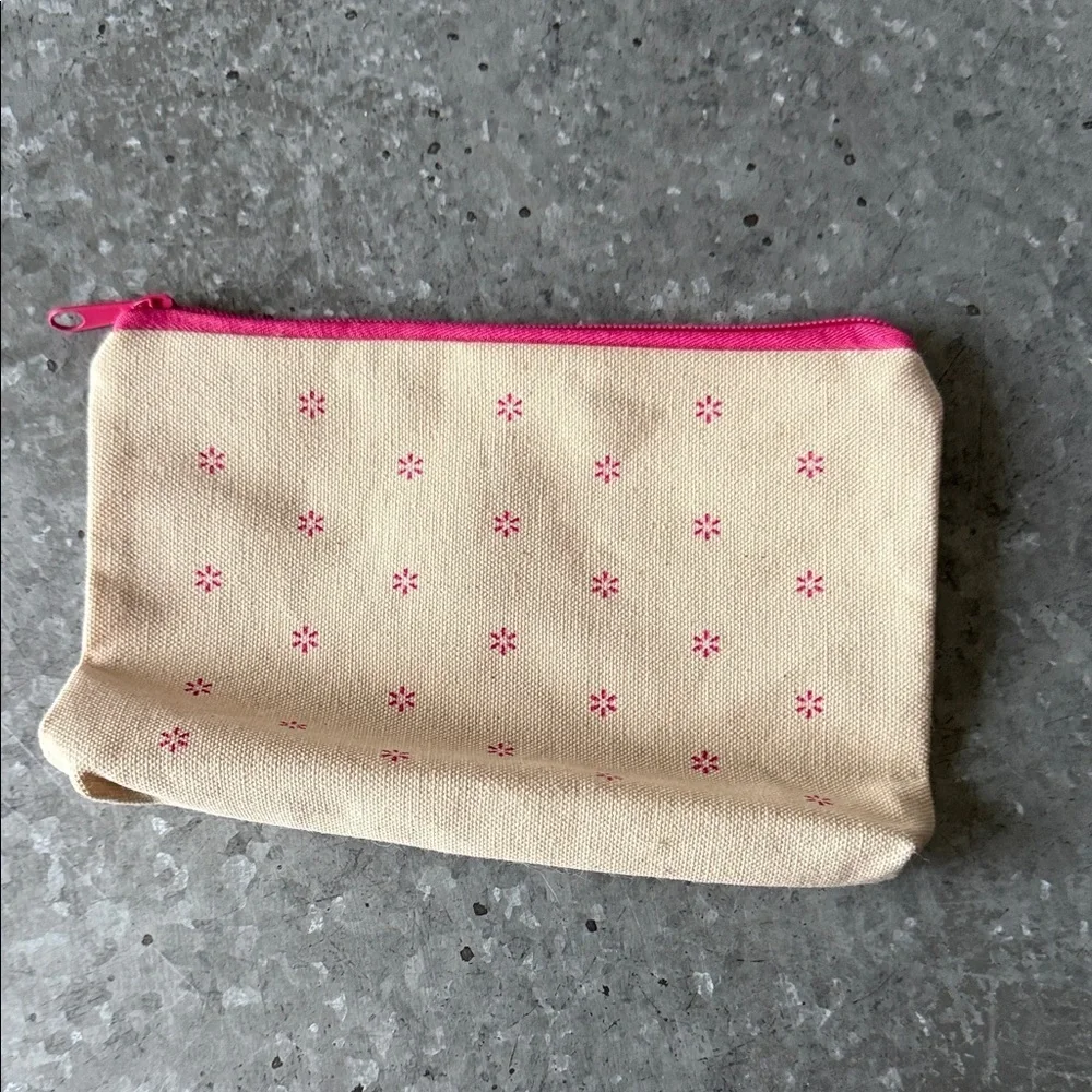 Pink Floral Canvas Pouch